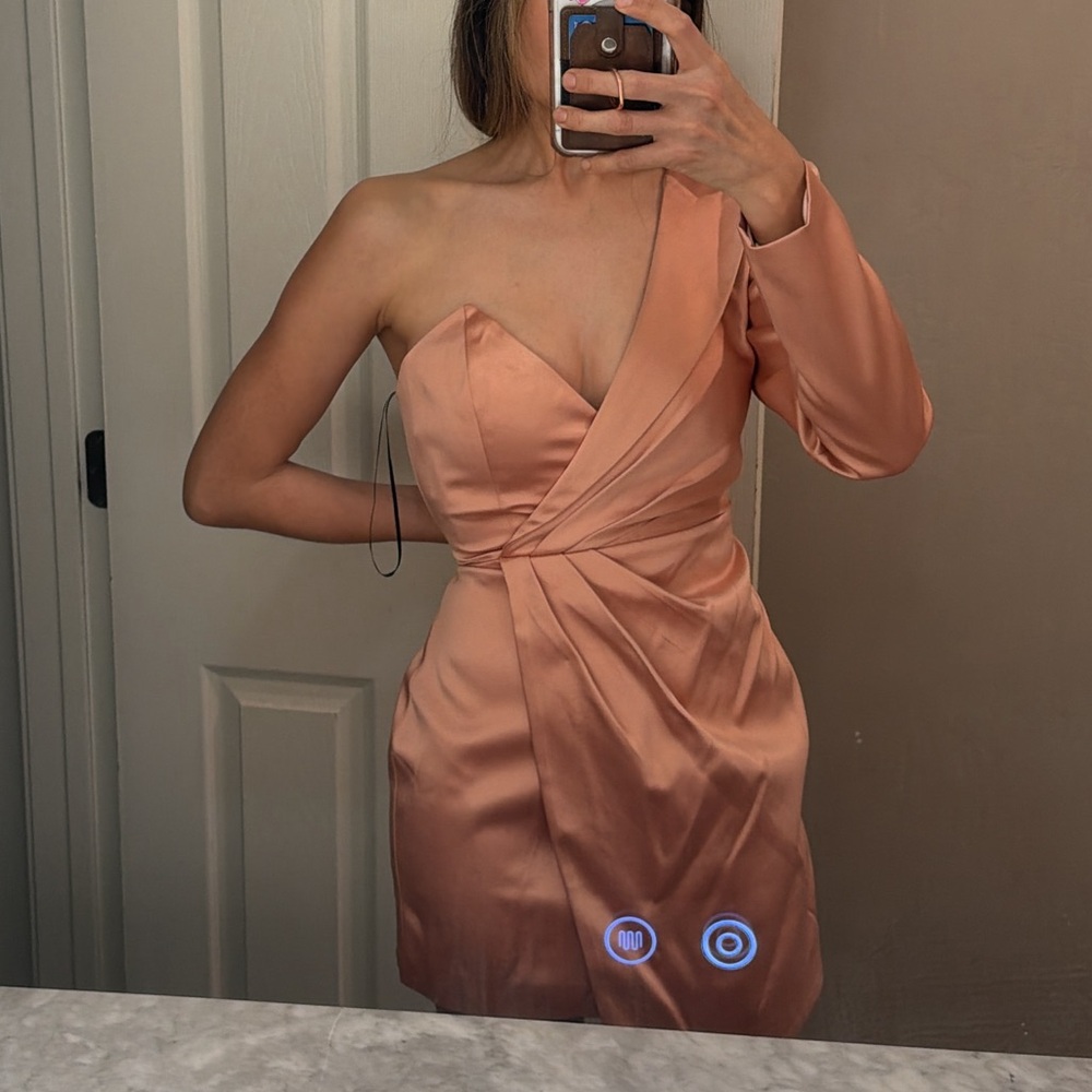 NBD Elegant salmon/ Pink One-Shoulder Dress